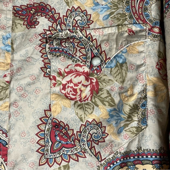Daniel Cremieux Paris Mens Size M Floral Paisley Button Down Shirt Pearl Snap - Picture 6 of 9
